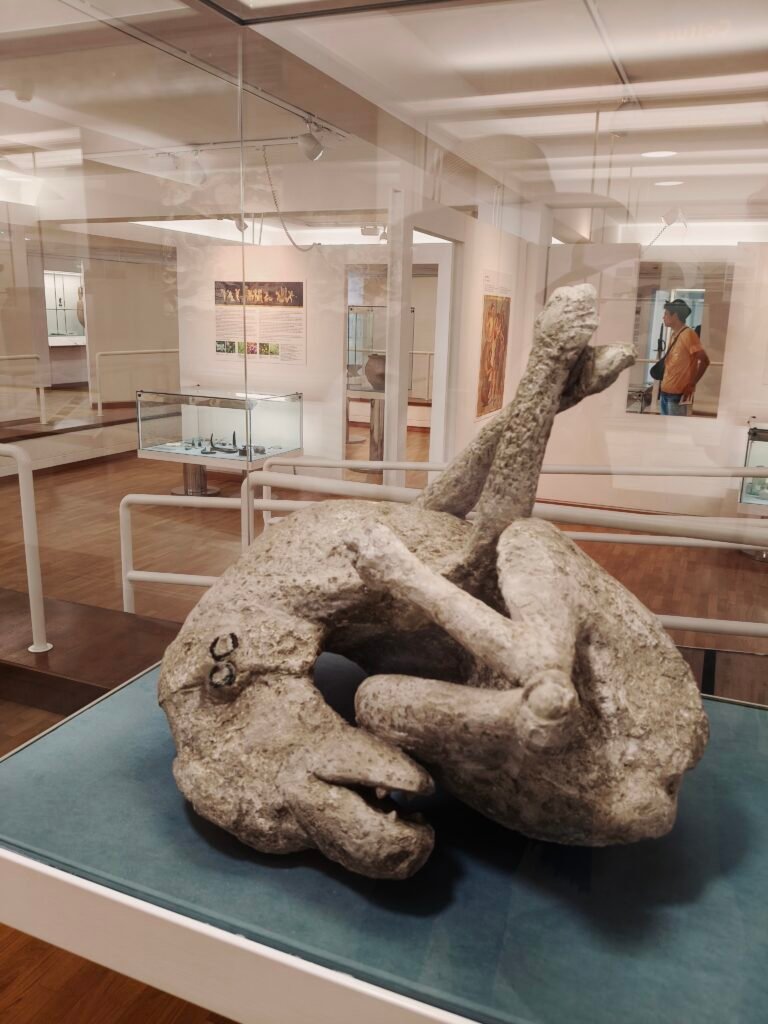 Calco petrificado de perro encontrado en el parque arqueológico de Pompeya